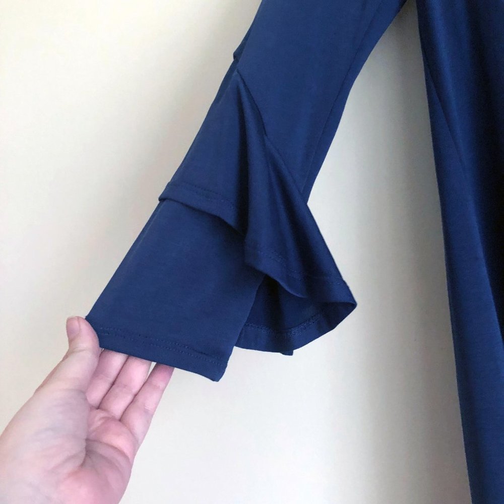 NWT Trixxi Stormy Blue Long Sleeve Criss-Cross A-Line Dress | Size XXS - Picture 8 of 13